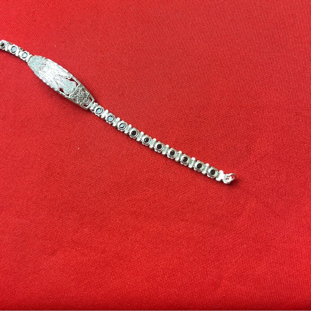 925 strling Silver Sparkling Rhinestone Catholic religions Bracelet‎ - Picture 2 of 15